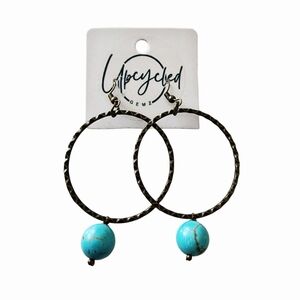 2FOR$30 - Turquoise & Bronze Drop Hoop Earrings
